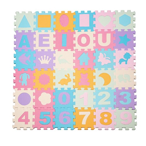 Goma Eva Pisos 15x15 x36 Piezas de 10mm ABC, Formas y Figuras (93219P) 