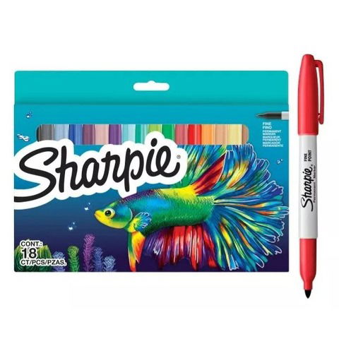 Marcador Sharpie Set x18 Fino (Fibra) 