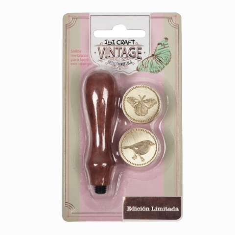 Sello Bronce Kit para Lacre Mango + 2 Sellos Vintage (659316)