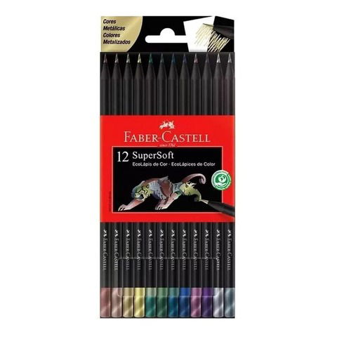 Lápiz Faber Castell SuperSoft x 12 Tonos Metalizados