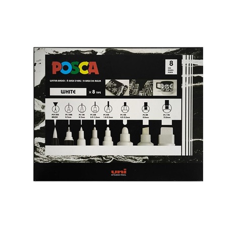 Marcador Uni Posca Set x 8 (Puntas Mixtas) 
