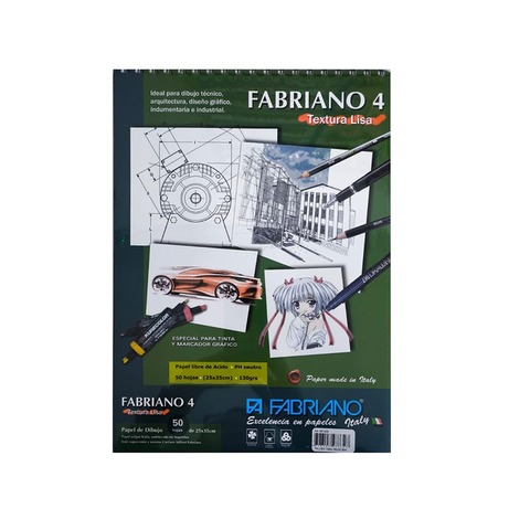 Block Fabriano 4 - Liso 130gr 25x35cm (50h) Espiral Sup. (801235)