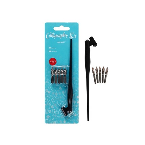 Portapluma Oblicuo x1 + Plumas Caligráficas Sinoart x5 (T0236)