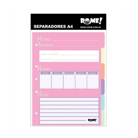 Separadores A4 Rome Rainbow (75002/5) x6 Pos.