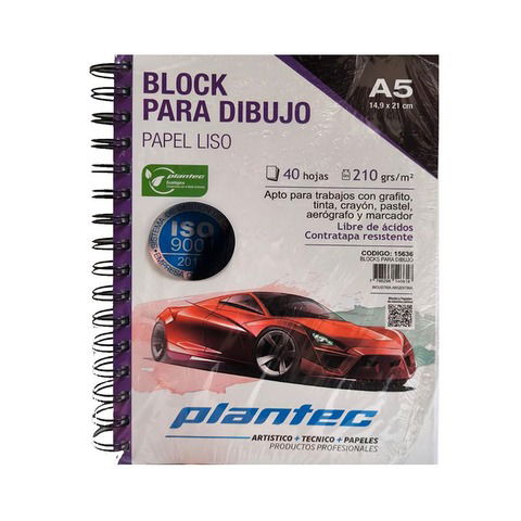 Block Plantec A5 Liso 210gr 40h Espiral Lateral (15636)