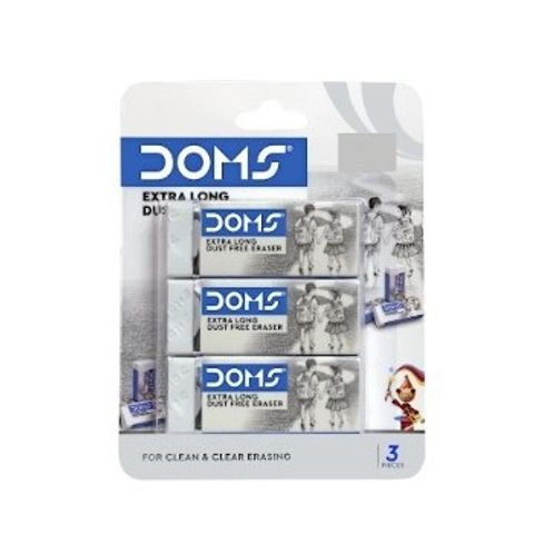 Goma de Borrar Lápiz Doms Blanca x3 (Libre de polvo) Extra Long