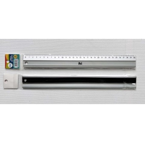 Regla metálica Ibi 30cm C/Goma Antideslizante (770130)