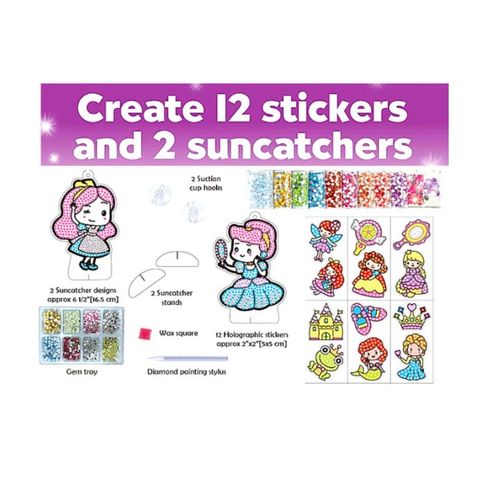 Diamond Painting Kit Stickers x12 + 2 Suncatchers 