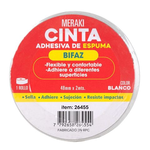 Cinta Adh. Bifaz Meraki Foam Espuma 48mmx2mts (26455)
