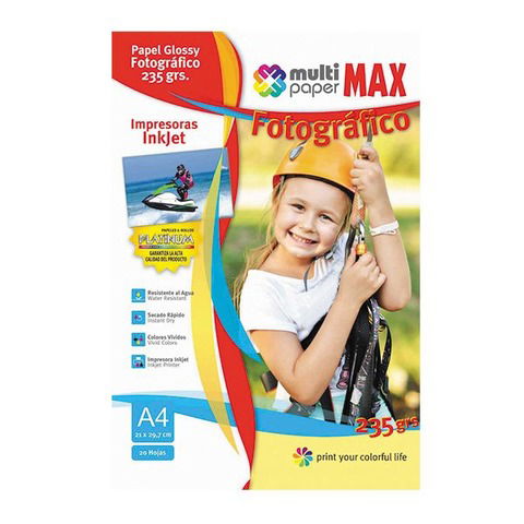 Hoja A4 Papermax Glossy 235gr x20 (Fotografico) Waterproof (892304)