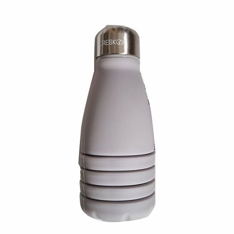 Botella Caramañola Cresko Silicona Plegable 550ml Tapa Metal CK752 Gris