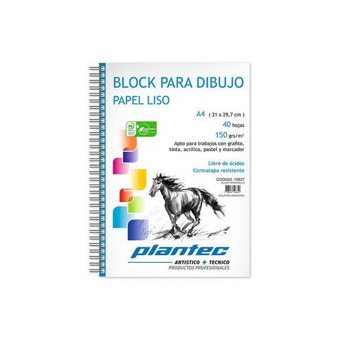 Block Plantec A4 Liso 150gr 40h Espiral Lateral (15627)