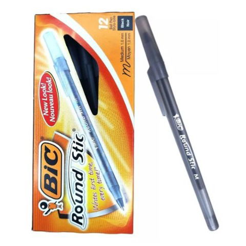 Lapicera Bic Round Stick M x12 Negra (20119)