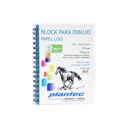 Block Plantec A5 Liso 150gr 40h Espiral Lateral (15626)