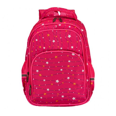 Mochila Kiburi Fantasía Estampada K2287 Fondo Fucsia/Estrellas