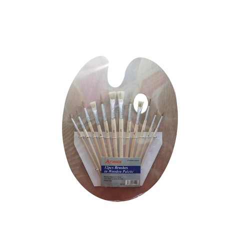 Pinceles Set Artmate x12 con Paleta 24x30 (ACE-0015)