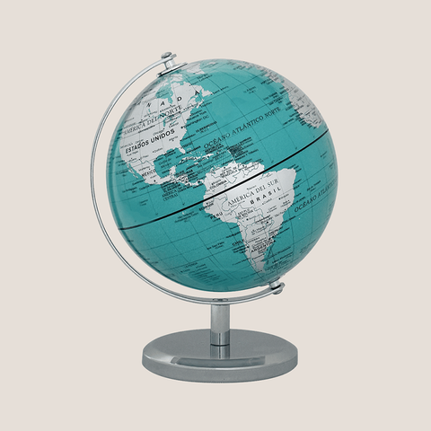 Globo Terráqueo Base Metal Cromada Politico 14cm (143M) (Verde-Plata)