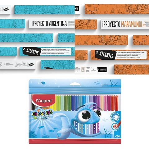 Poster Atlantis para Colorear Paquete x2 Surtidos + 24 Marcadores Maped