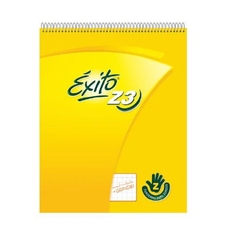 Cuaderno Escolar espiralado Exito 19x24cm  48Hjs Cuadro Grande P/Zurdos 