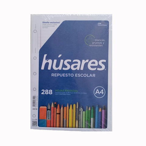  Repuesto A4 Husares  x288 Hojas - 90Grs.