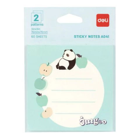 Notas Adhesivas Deli Jungoo Panda 76x 76mm 60hojas (2x30) (A041)