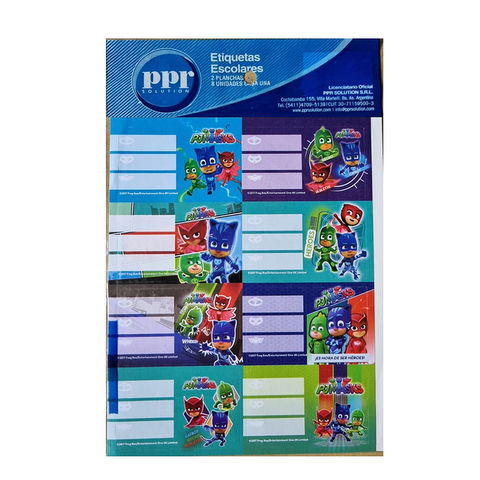 Etiquetas PPR PJ Masks Es hora de ser Héroes x16