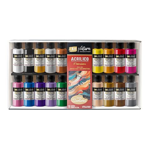 Acrilico Art Nature Premium Pote  60ml Set x18 