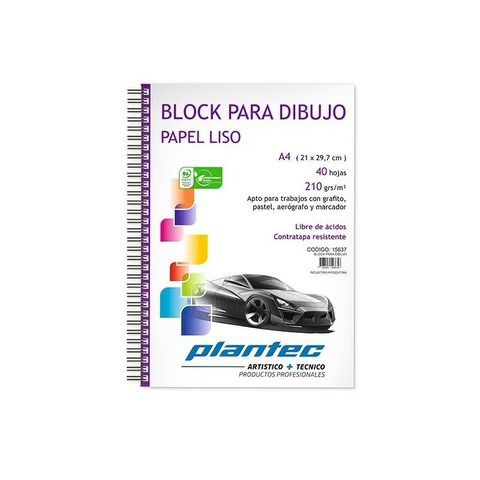 Block Plantec A4 Liso 210gr 40h Espiral Lateral (15637)