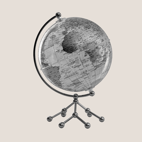 Globo Terráqueo Base Cromada 