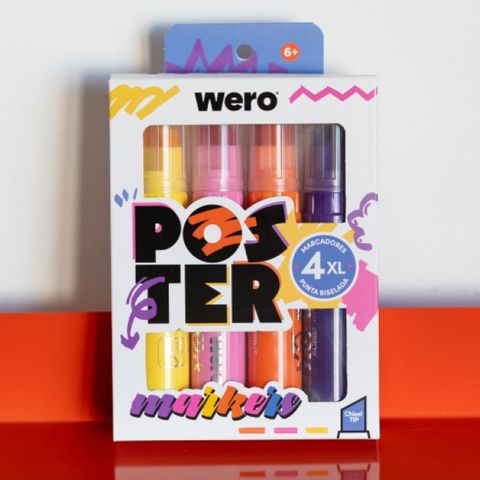 Marcadores Wero poster punta biselada xl x4
