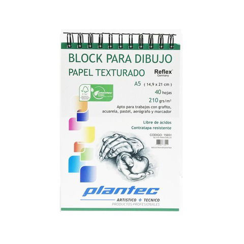 Block Plantec A5 Rugoso 210gr 40h Espiral Superior 15651