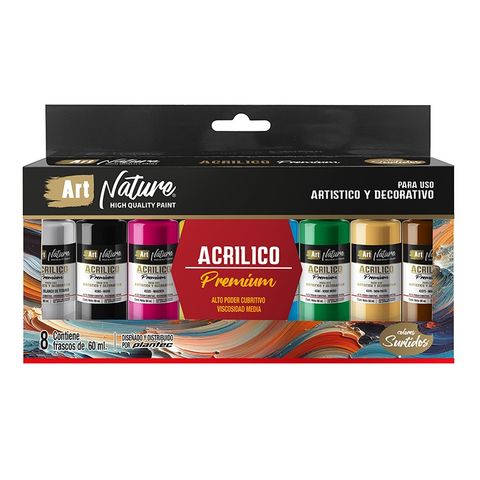 Acrilico Art Nature Premium Pote  60ml Set x8 