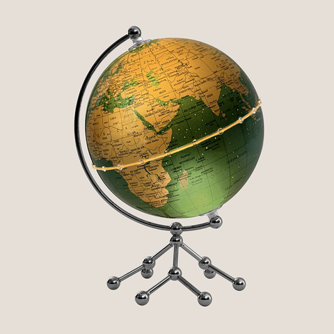 Globo Terráqueo Base Metal Laqueada 