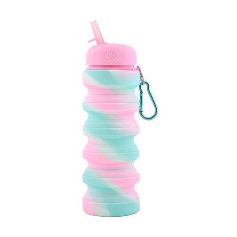 Botella Reutilizable Footy Silicona Plegable Marmolado 550ml (20-B) Rosa Pastel + Verde Pastel