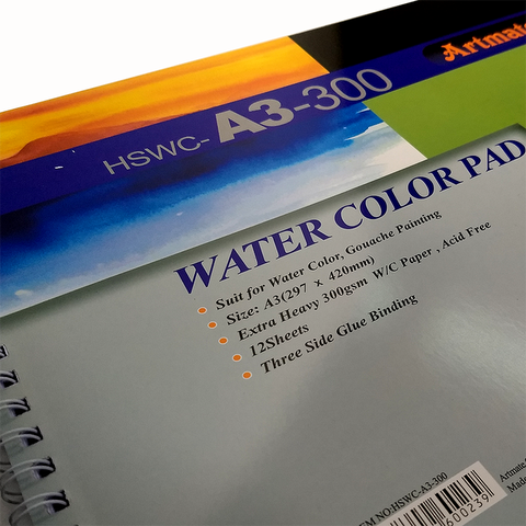 Block Artmate Acuarela (300gr) (42x29,7cm) (HSWC-A3-300) Watercolor Pad Espiral