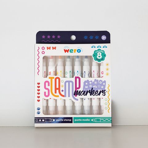 Marcador Wero 2 Puntas (Trazo Medio + Sello) x8 Colores (4194)