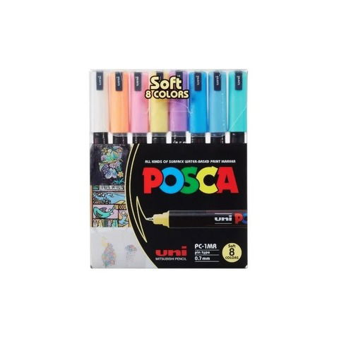 Marcador Uni Posca Set x 8 (PC-1MR) Soft