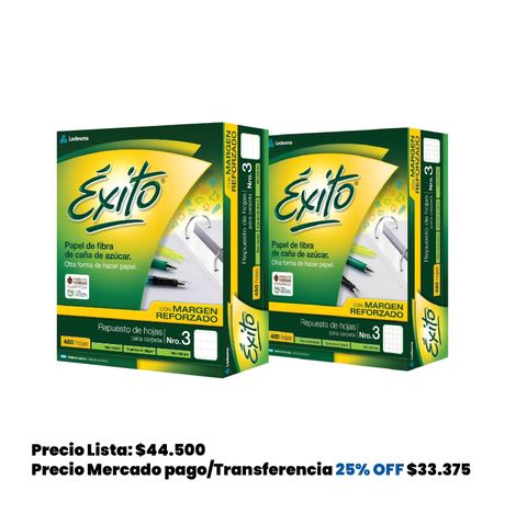 Repuesto Nº3 Exito -100Grs- x480Hojas. C/Banda 