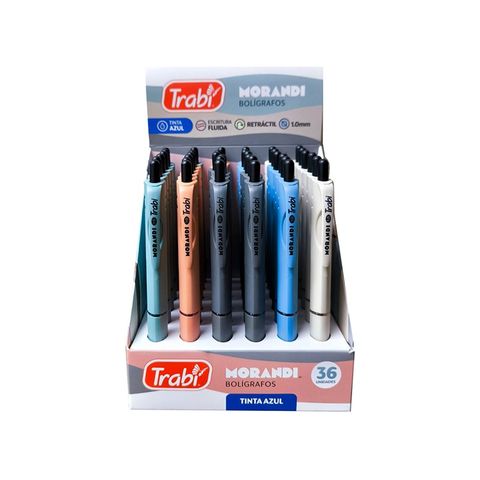 Lapicera Trabi Morandi x1 Retráctil Cuerpo Color - Tinta Azul