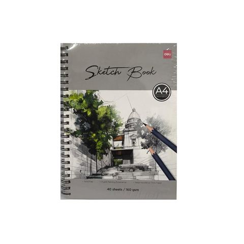 Block Deli Sketch Book 160gr Liso A4 Espiral Lateral 40H. (C403)