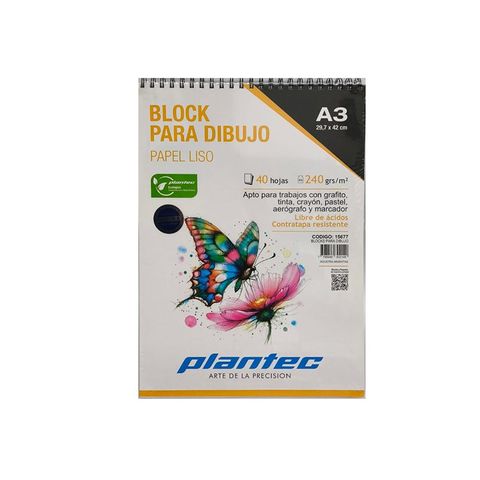 Block Plantec A3 Liso 240gr 40h Espiral Sup. (15677)
