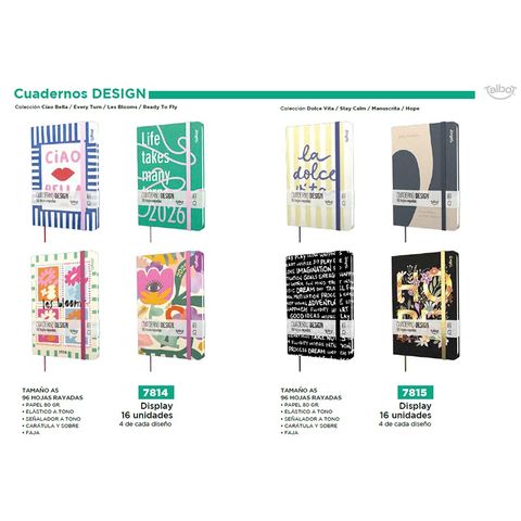 Cuaderno Chico Talbot 14x21 Fantasy 96H Rayadas C/Elastico