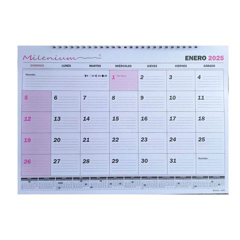 Calendario 2025 Milenium Esp. 32x45,5cm A3 Apaisado (CA05)