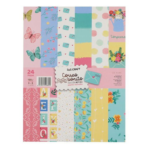 Papel Ibi Craft p/Scrapbook x24Hojas Impreso -15X20cm- 180grs 