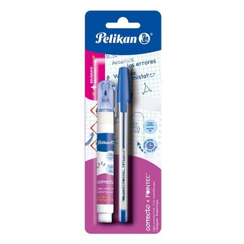 Corrector Lapiz Pelikan 7ml + Bolígrafo Pointec Azul