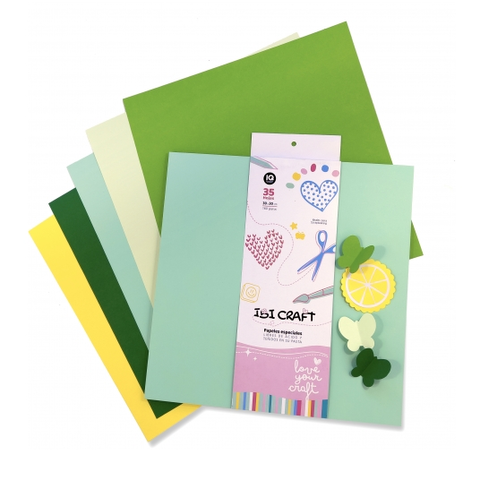 Papel Ibi Craft x35 Hojas para Scrapbook 30x30cm 160gr Tonos Verdes (600806)