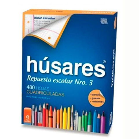   Repuesto Nº3 Husares x480 Hojas - 90Grs. Cuadriculado