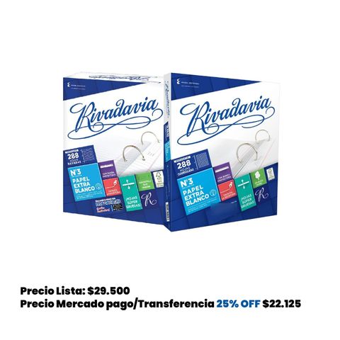 Repuesto Nº3 Rivadavia -90Grs- x288Hojas. 