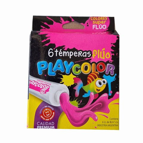 Tempera Playcolor 8cc. x6 Colores Surtidos Flúo