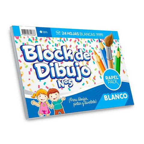 Block de Dibujo tipo nene Nº5 Rapel Pack x24Hj 